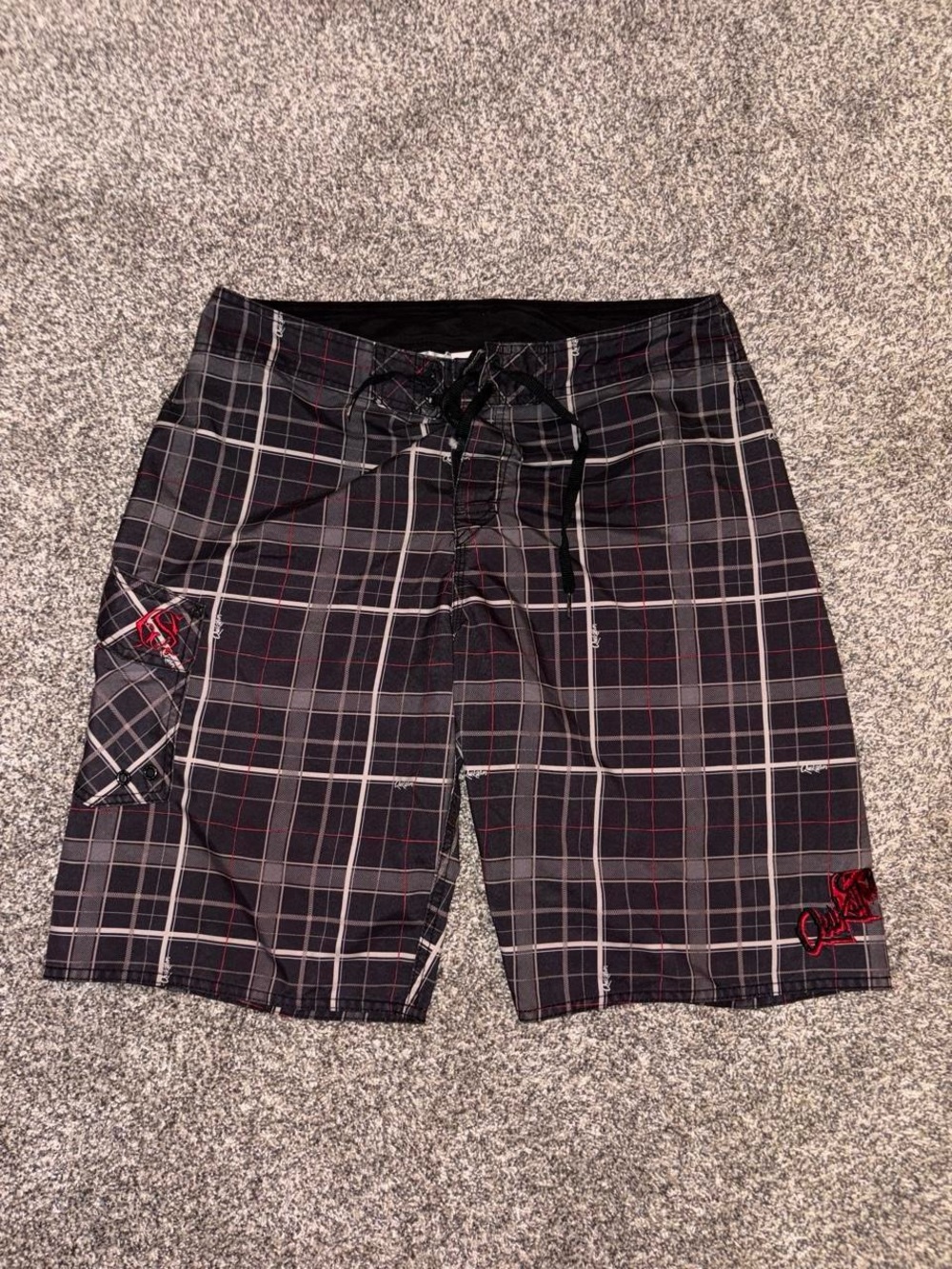 Y2K Grunge Skater Plaid QuikSilver Board Shorts